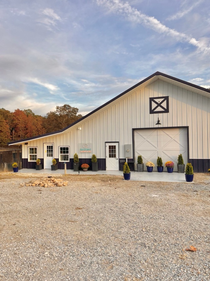 Bestland’s main boarding barn at golden hour
