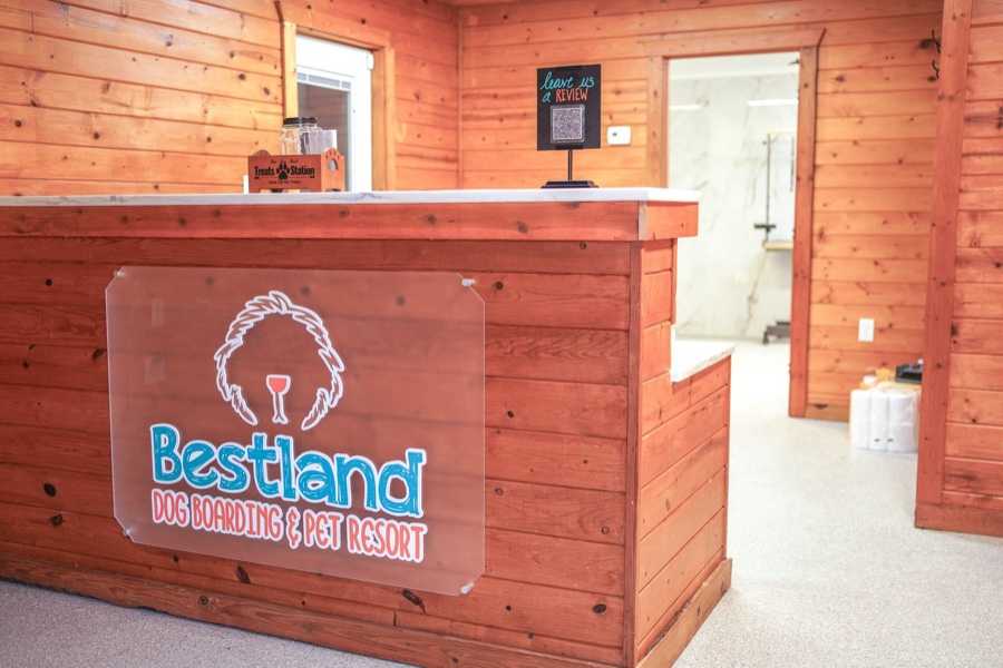 The front desk and lobby at Bestland Dog Boarding