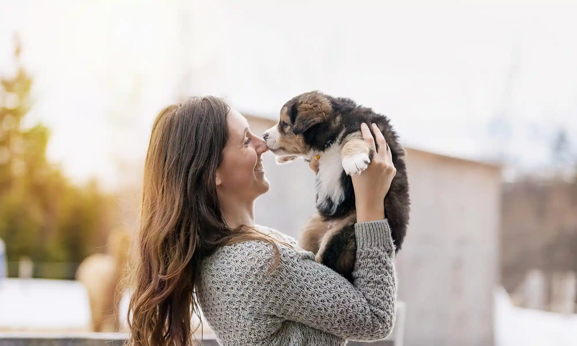 A woman with her puppy
